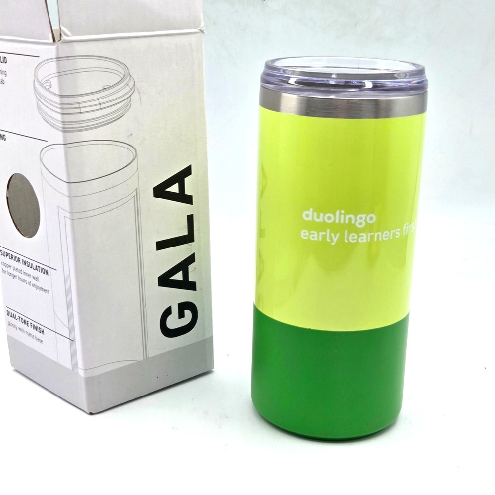 Gala‎ Brand Stainless Steel Travel Tumbler 16 oz Duolingo Early Learners